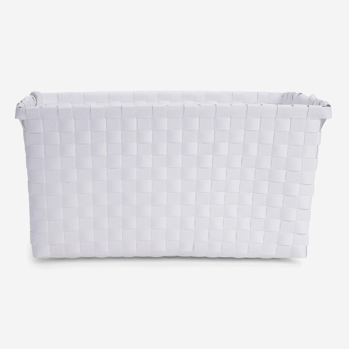 White plastic-plaited basket