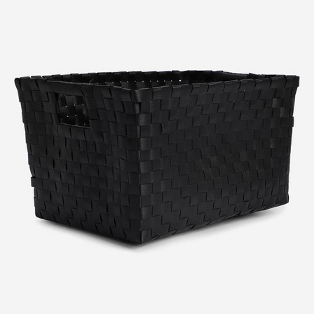 Black plastic-plaited basket