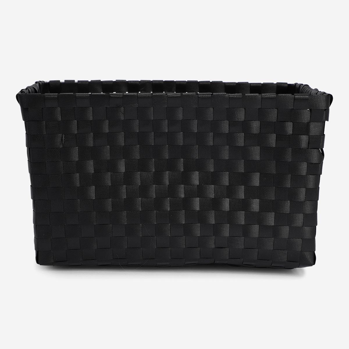 Black plastic-plaited basket