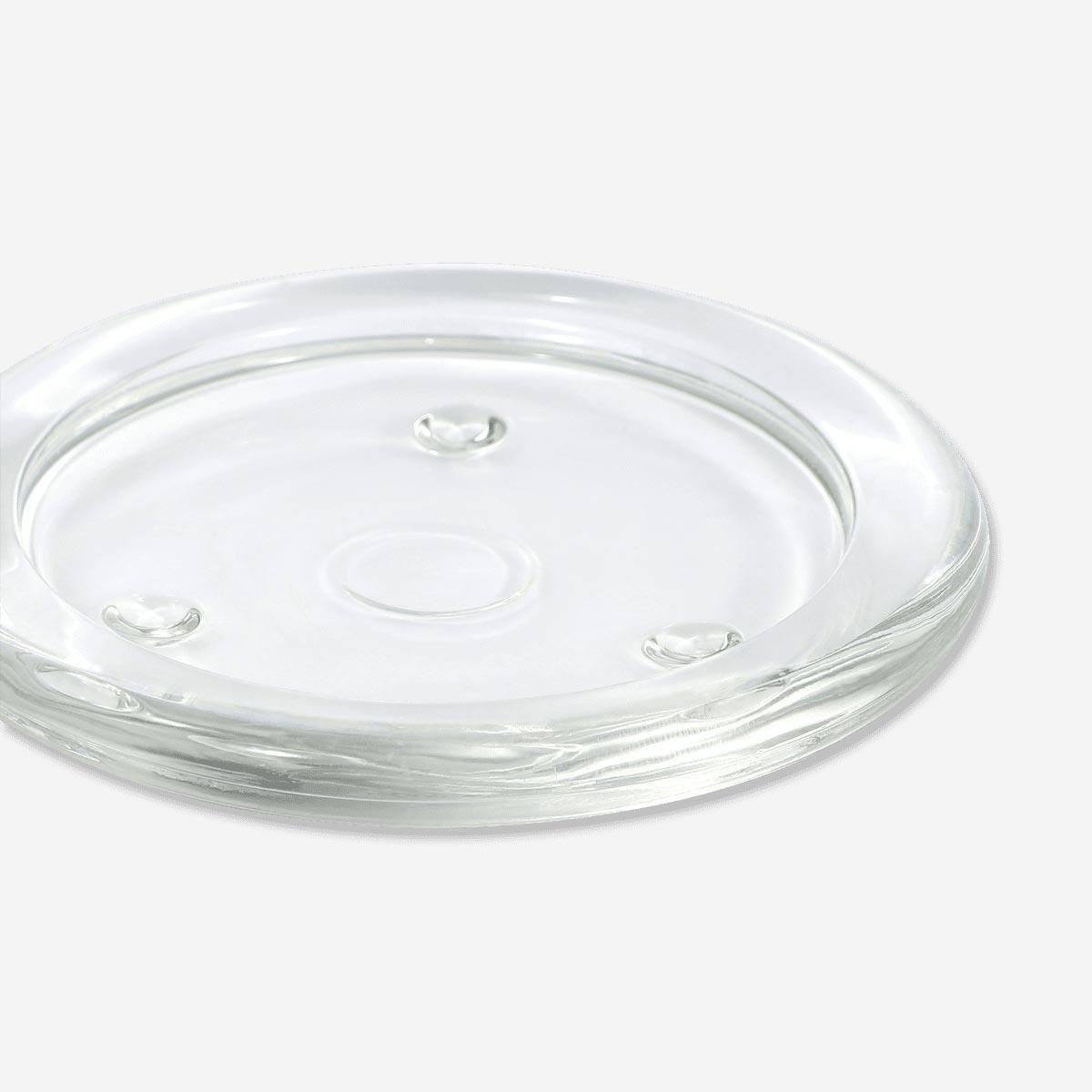 Glass candle holder dish
