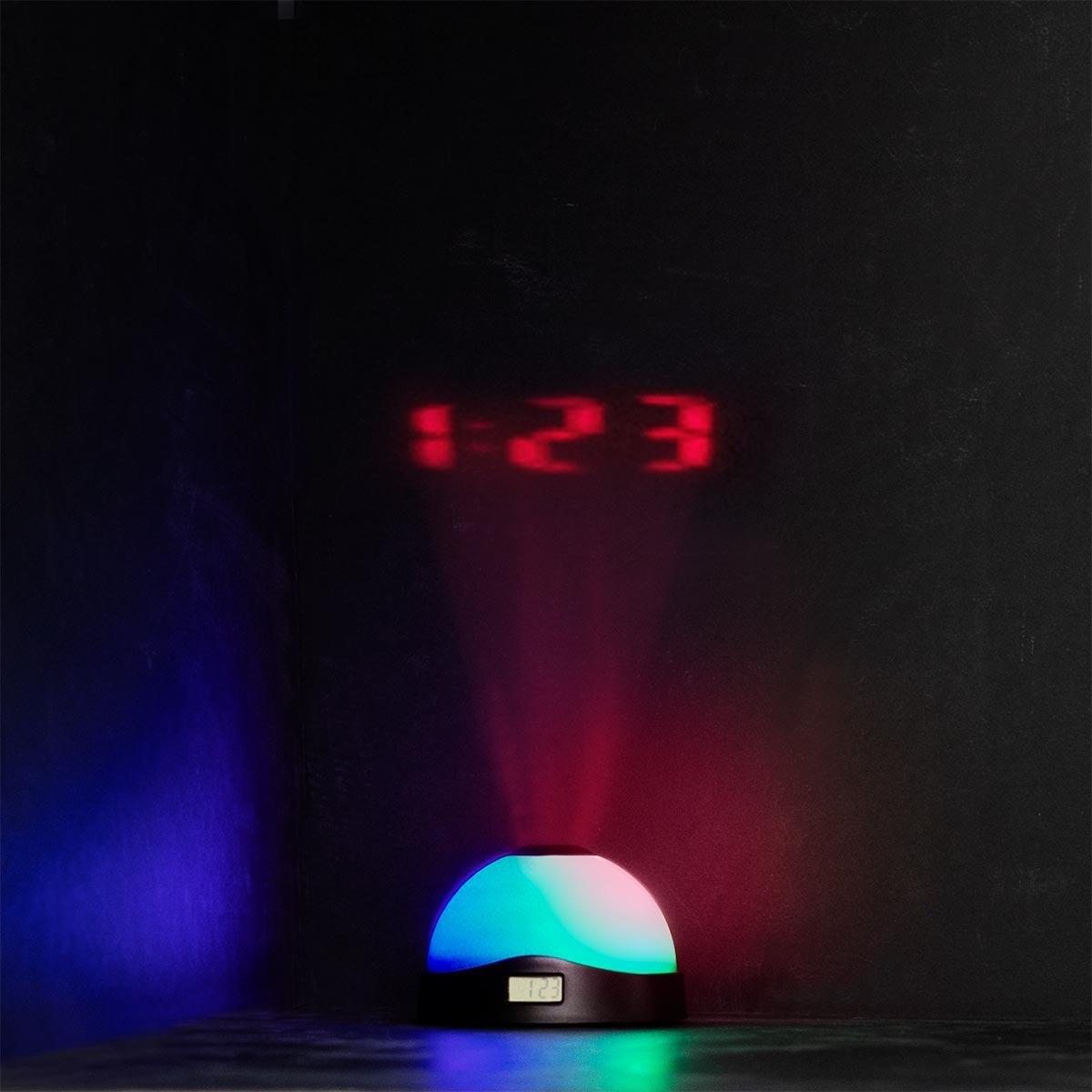 Pink alarm clock with projector