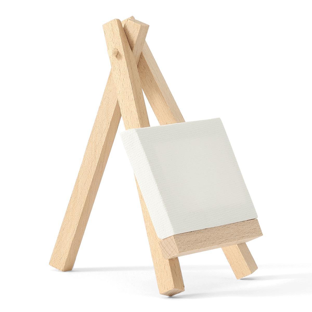 White Wooden Miniature Easel With Canvas