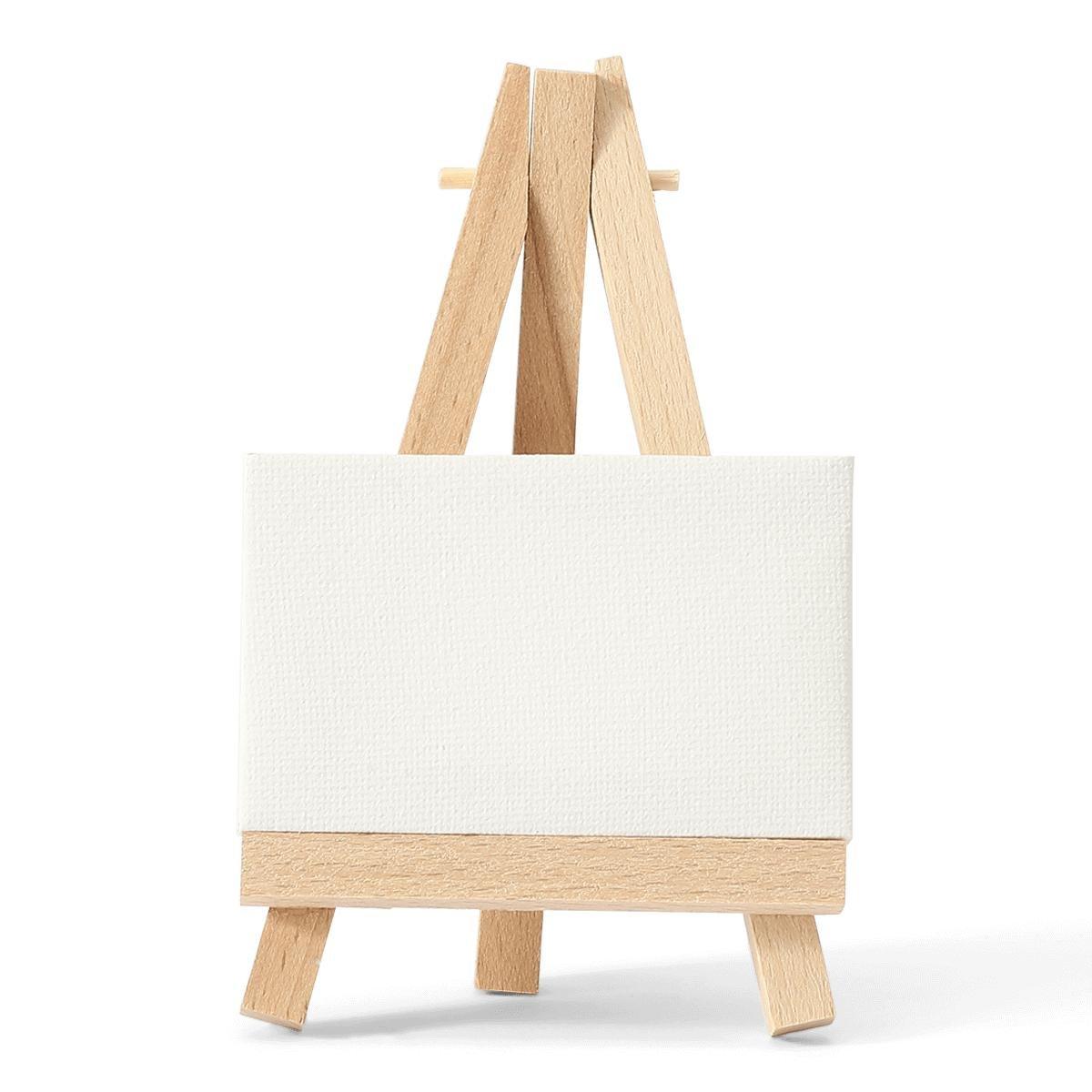 Wooden miniature easel with canvas