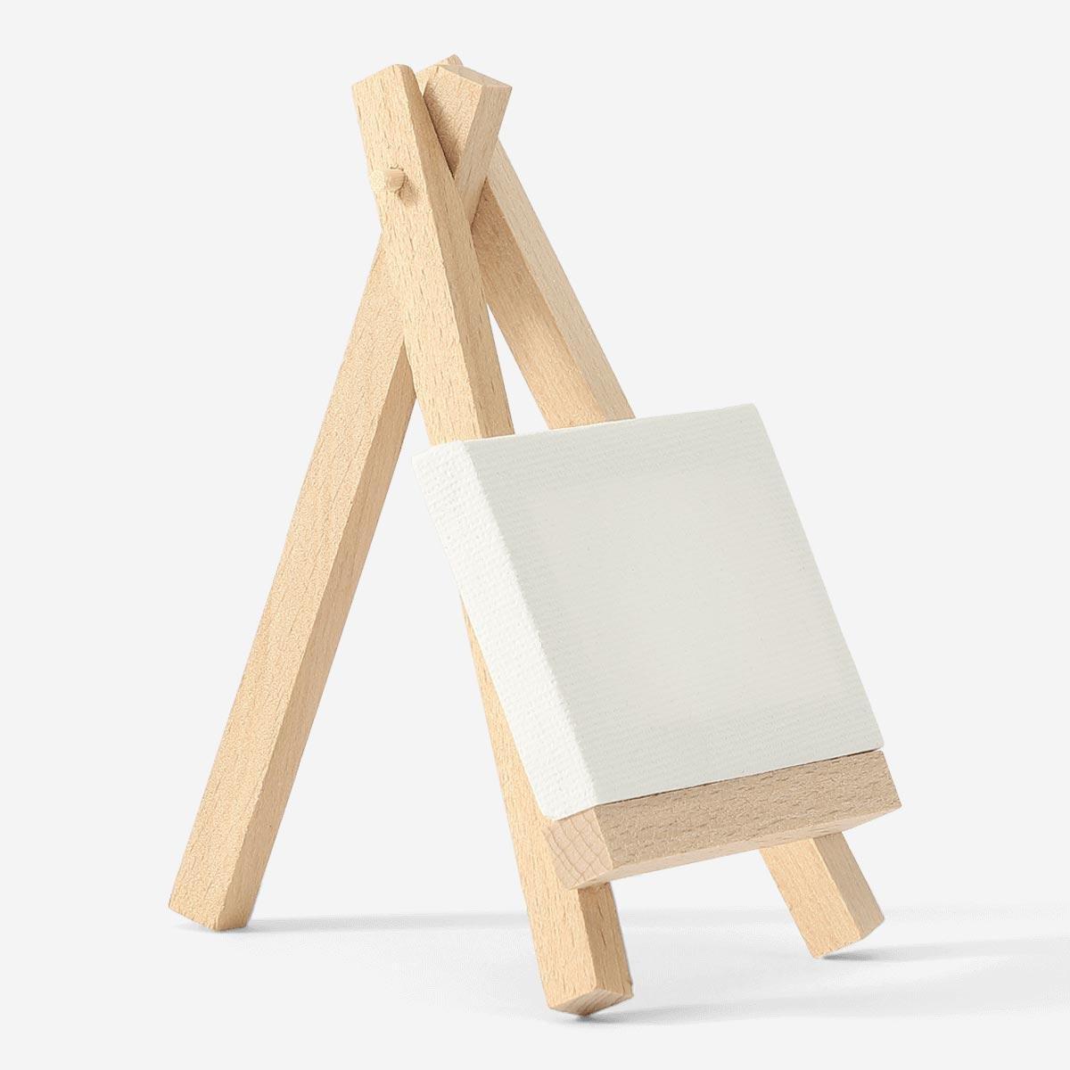 Wooden miniature easel with canvas