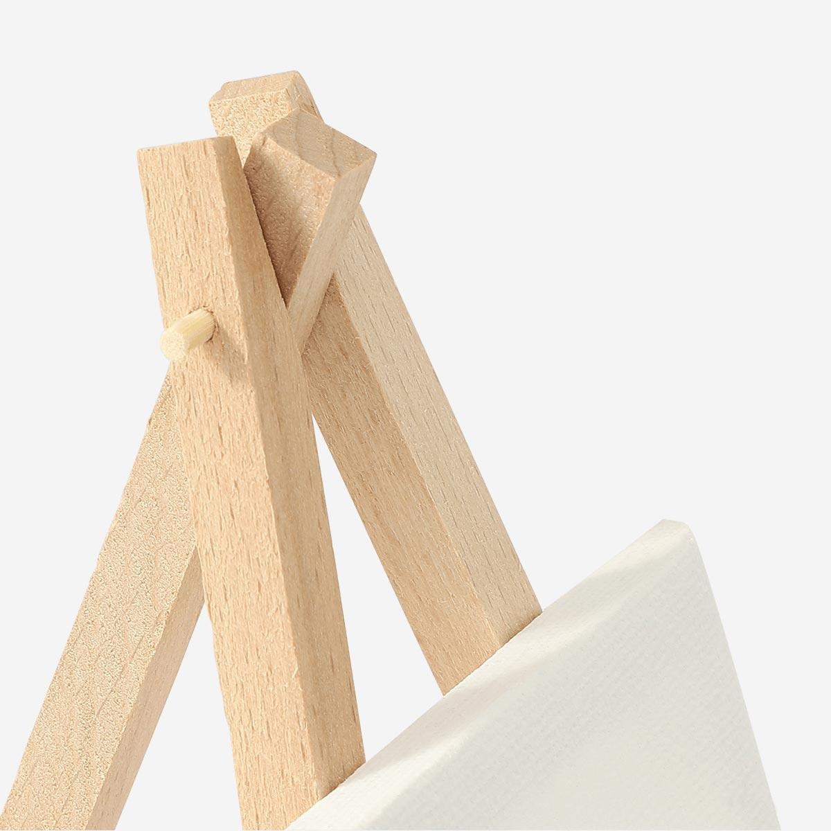 Wooden miniature easel with canvas