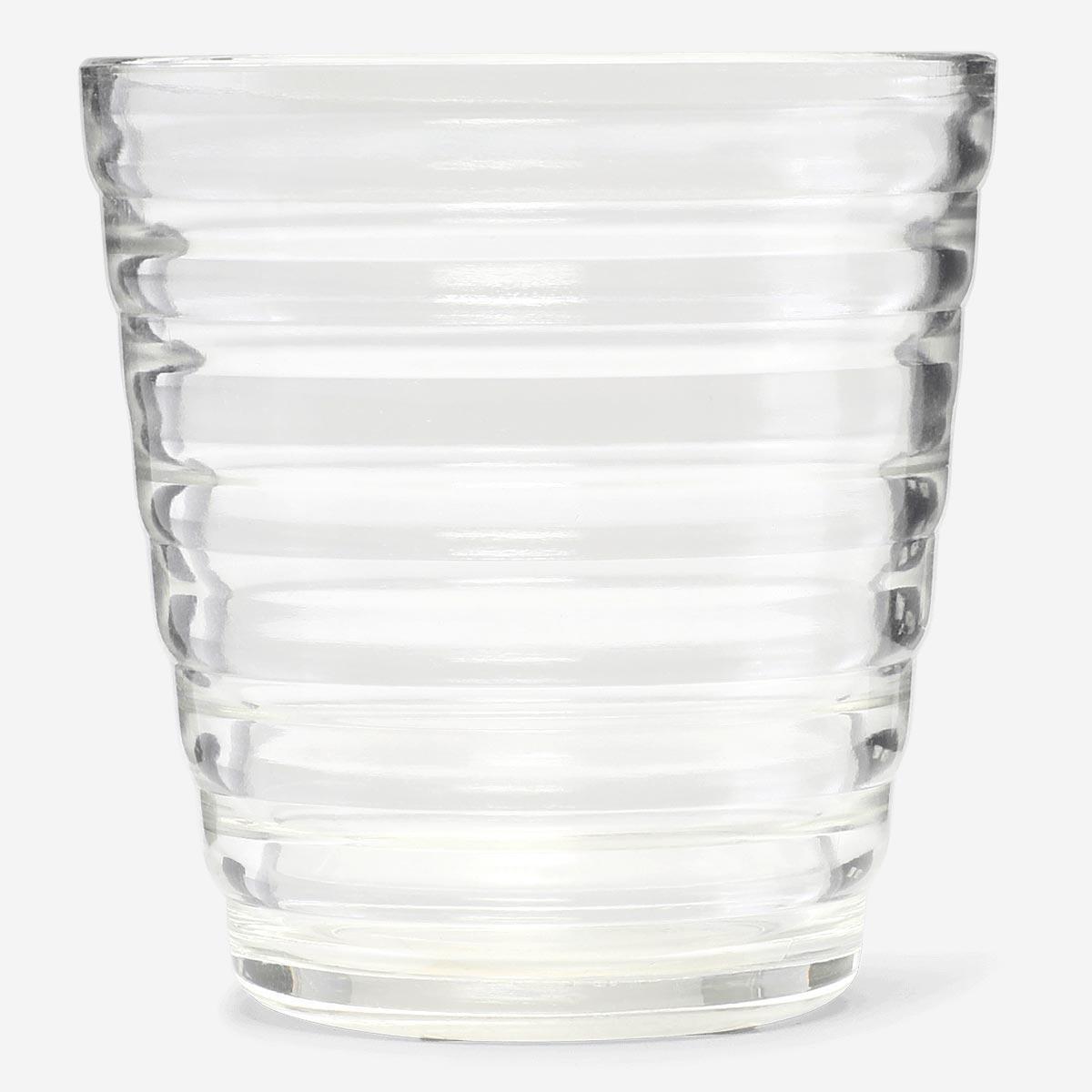 Grooved drinking glass