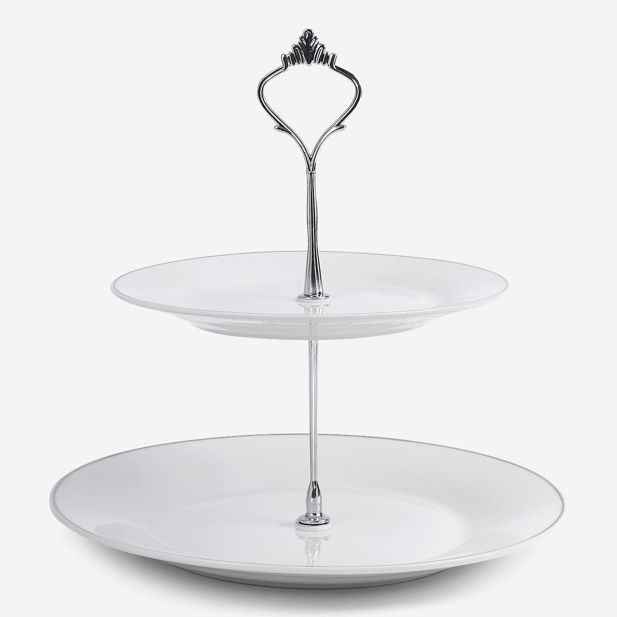 White metal holder cake plate