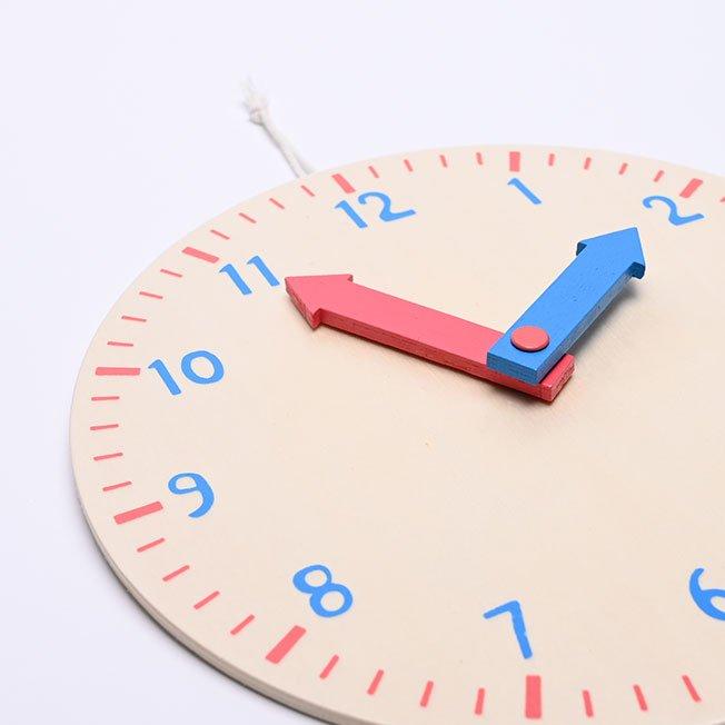 Wooden time-teaching clock