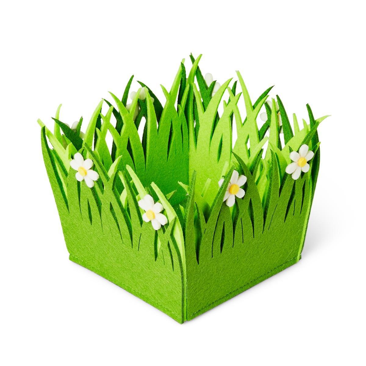 Green grass easter decoration basket