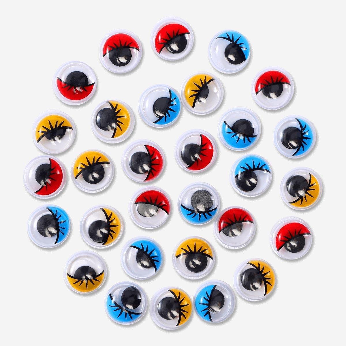 Multicolour craft eyelid wiggle-eyes. 1cm