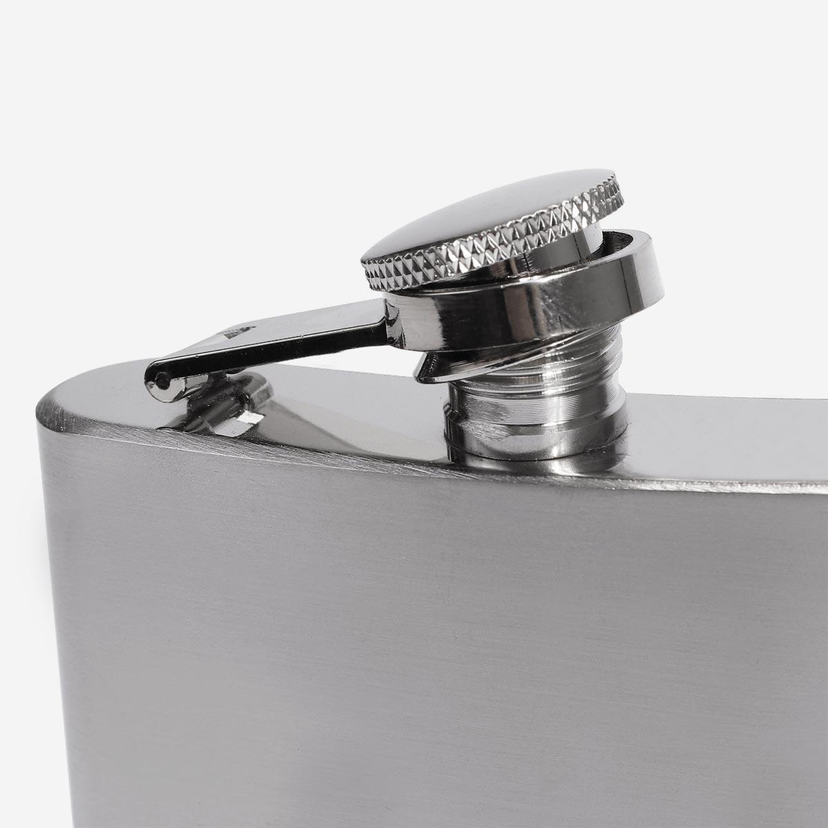 Silver stainless steel hip flask