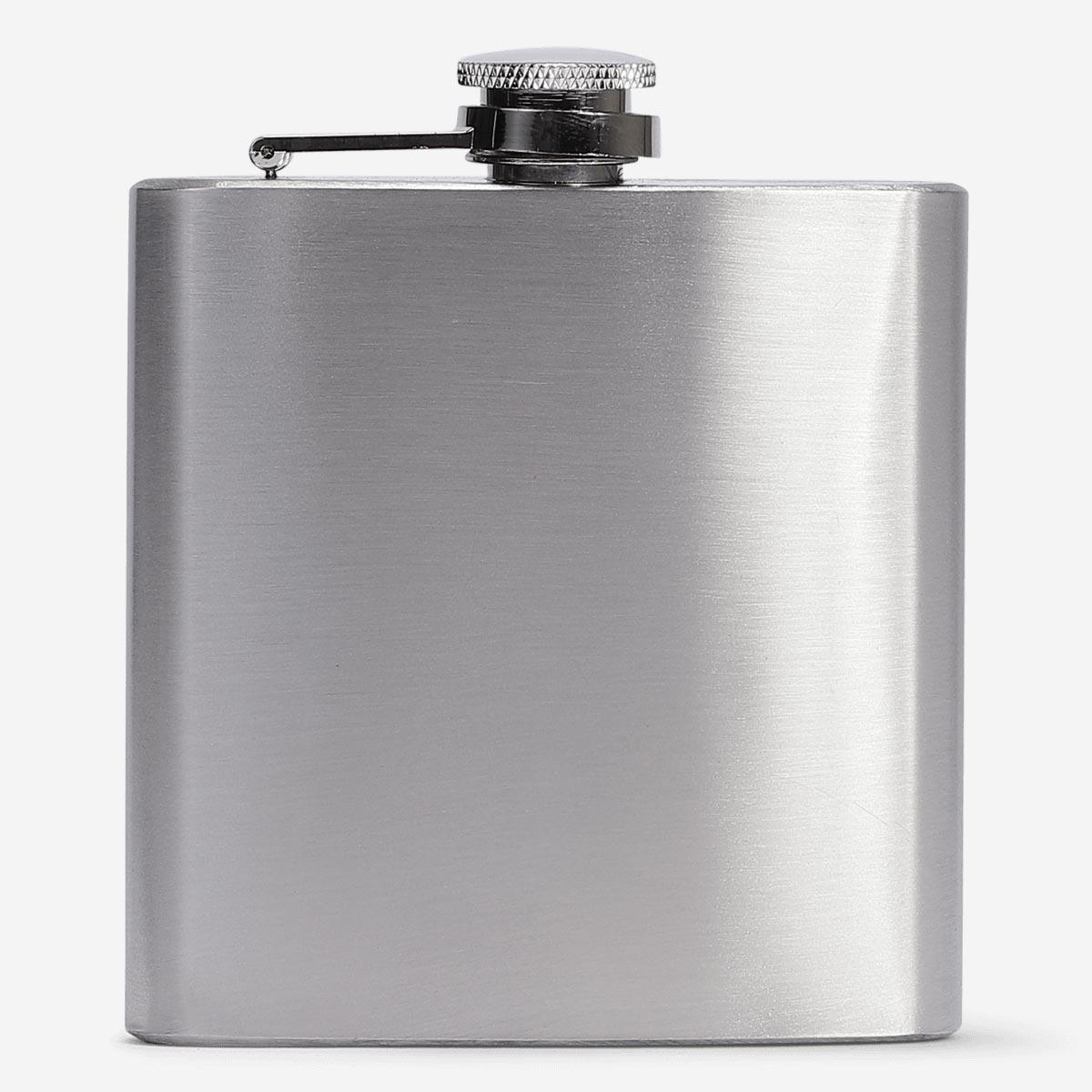Silver stainless steel hip flask