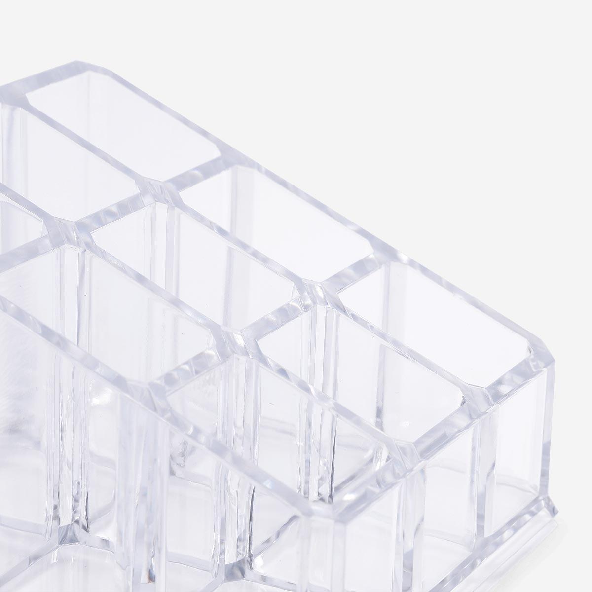 White transparent makeup 9 section organiser
