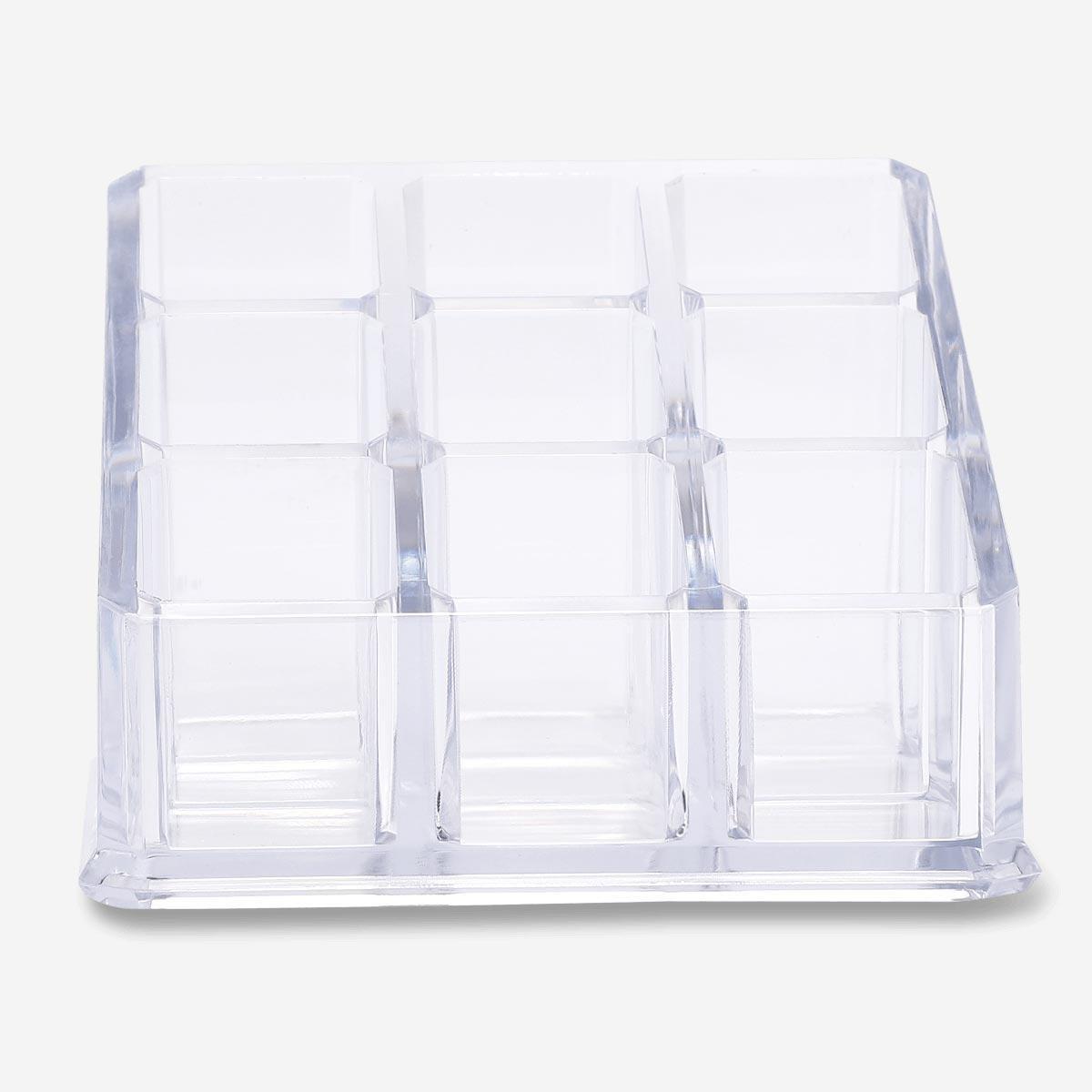 White transparent makeup 9 section organiser