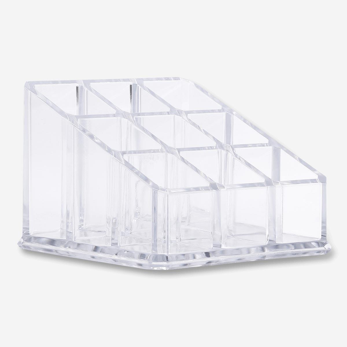 White transparent makeup 9 section organiser