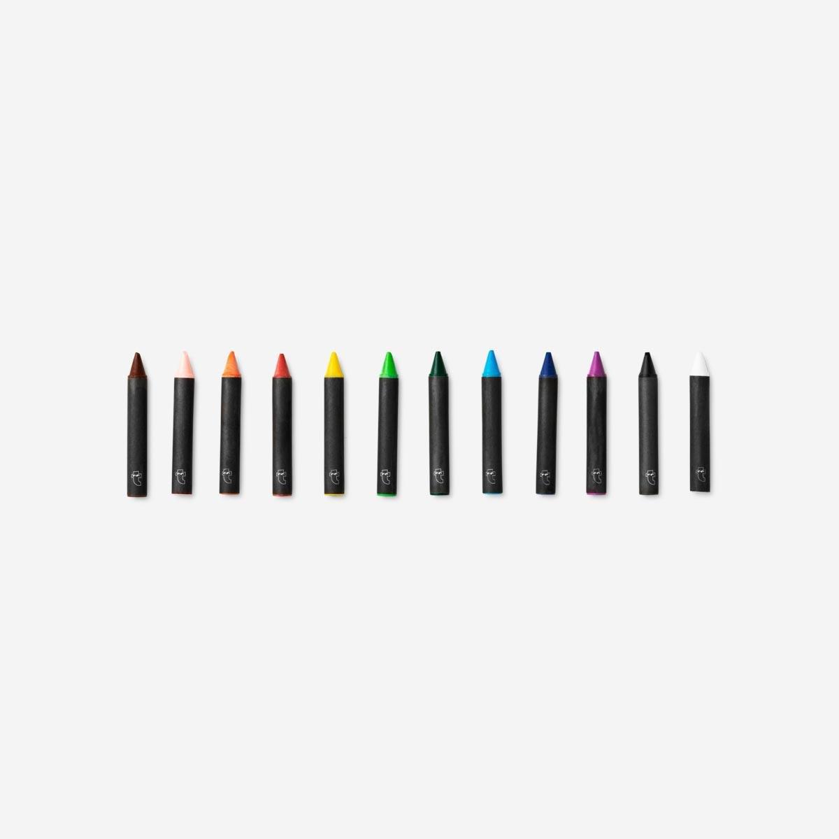 Black watercolour crayons