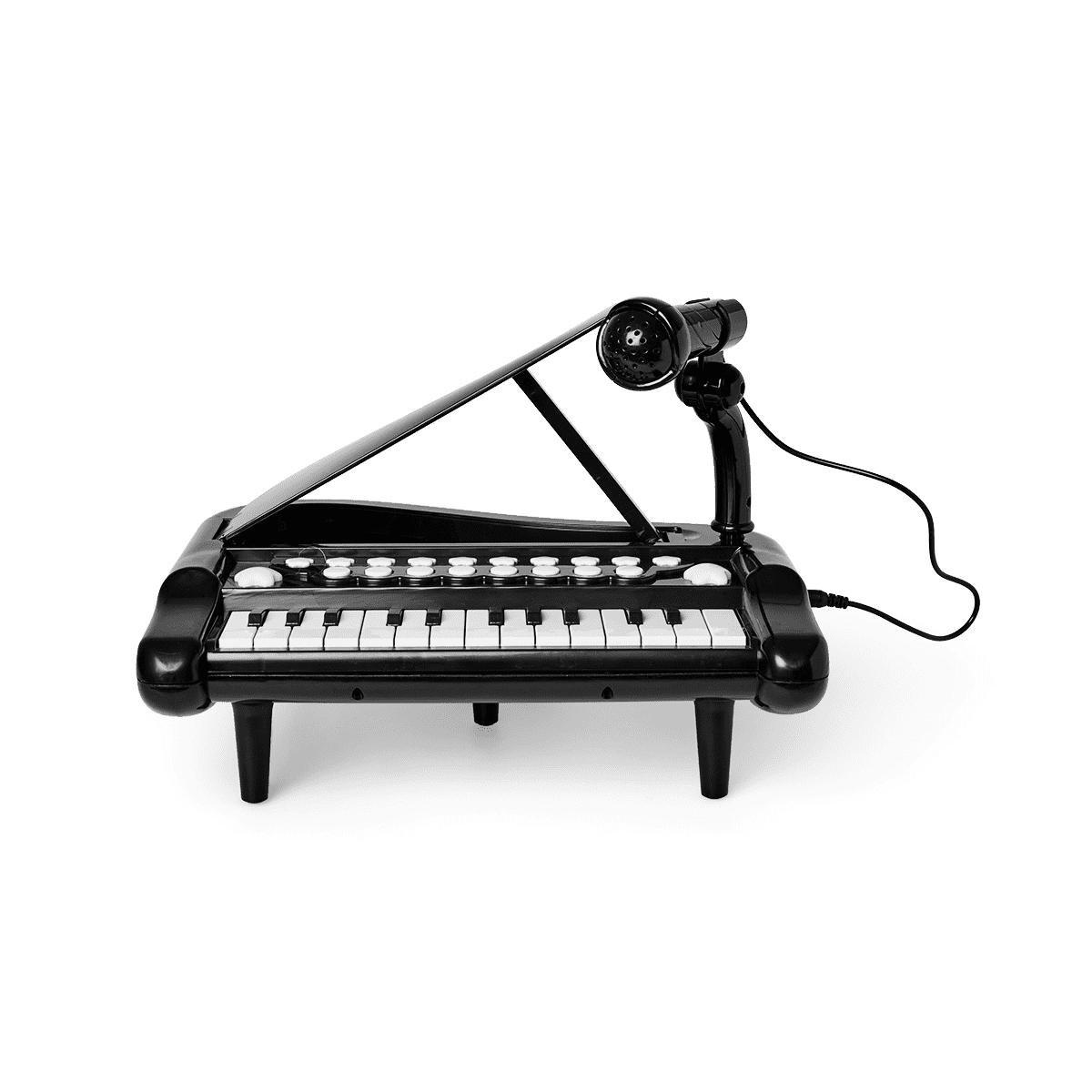 Black electric keyboard with microphone