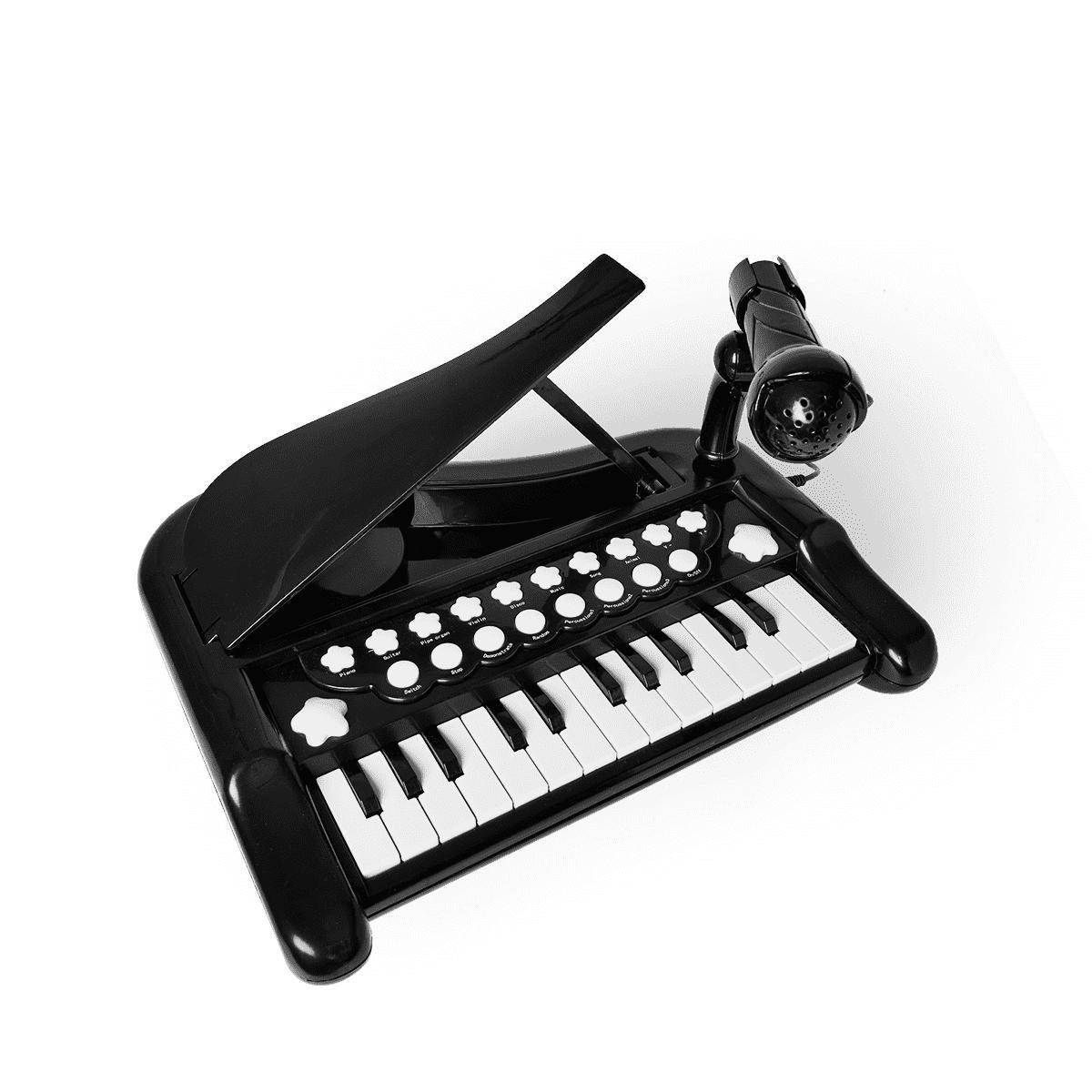 Black electric keyboard with microphone