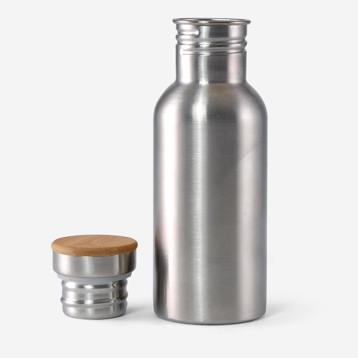 Silver steel drinking bottle. 500 ml