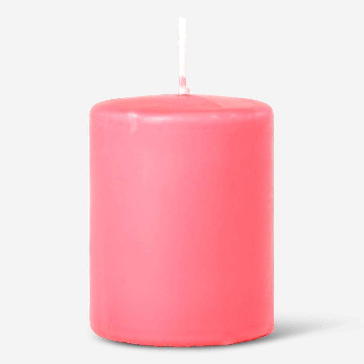 Pink pillar candle. 9 cm