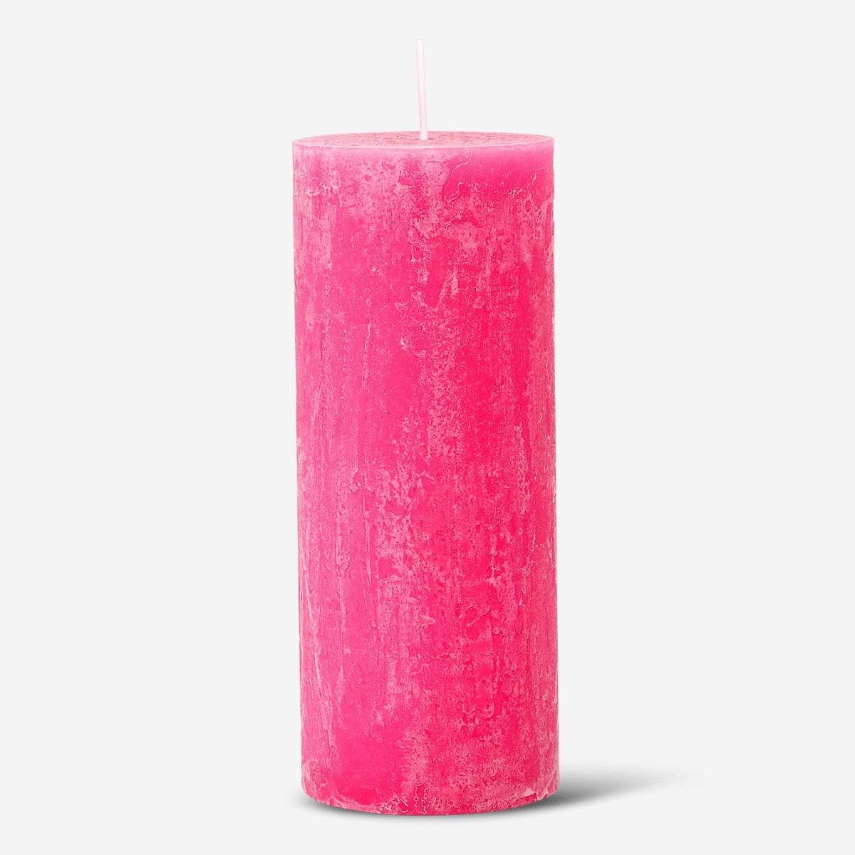 Pink pillar candle. 15 cm