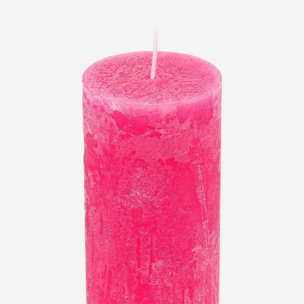 Pink pillar candle. 15 cm