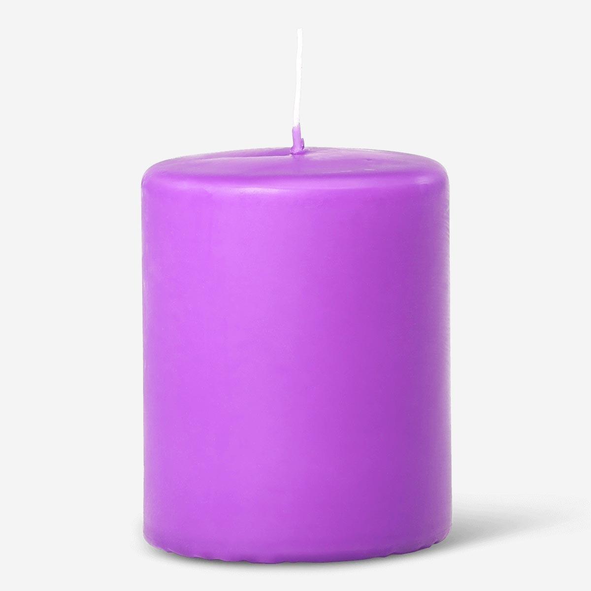 Purple pillar candle. 9 cm