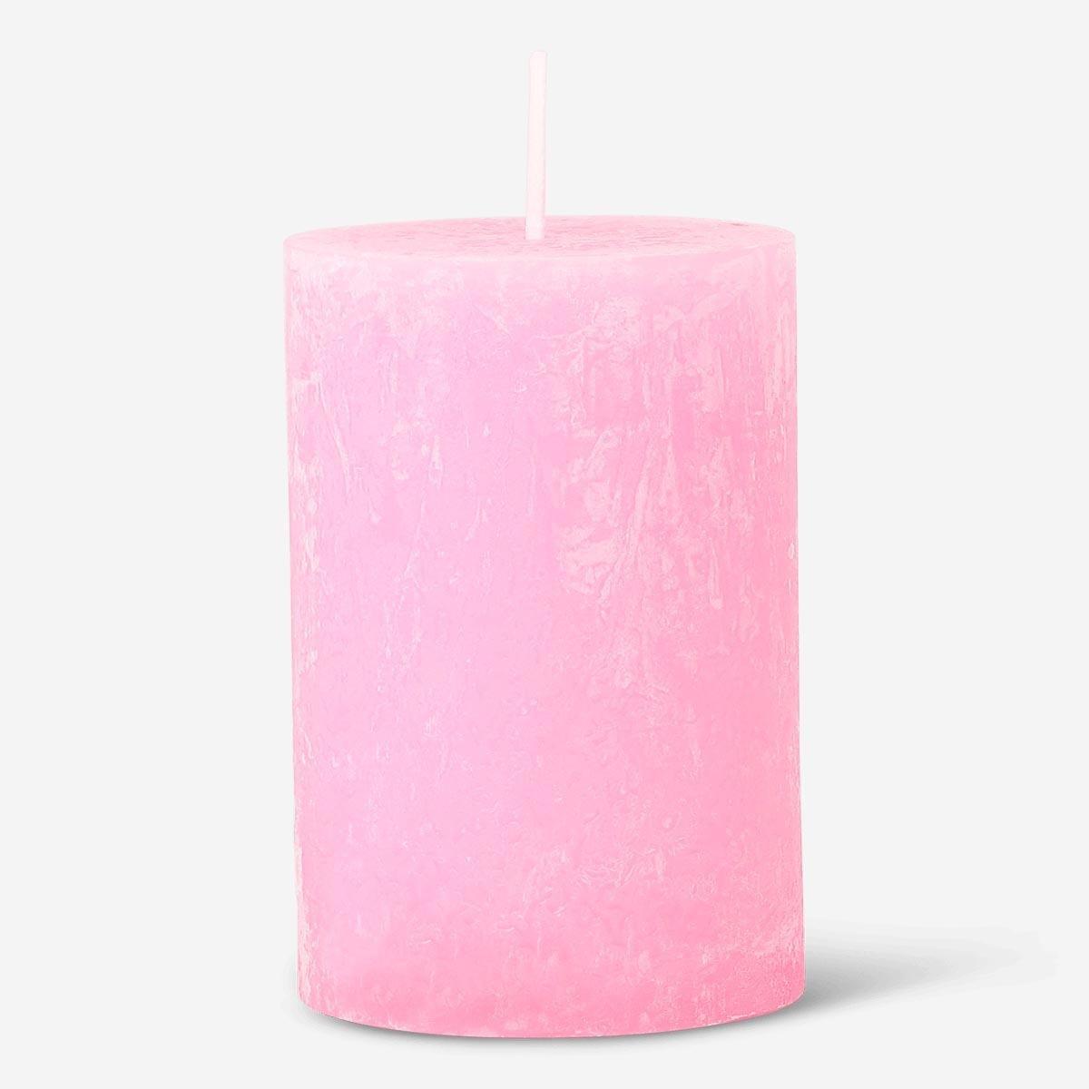 Pink pillar candle. 9 cm