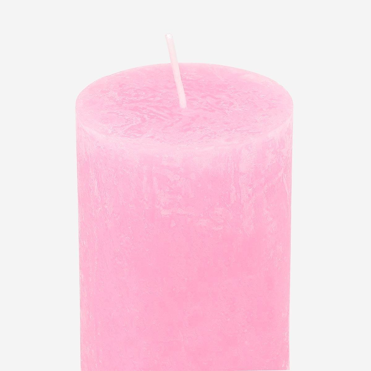 Pink pillar candle. 9 cm