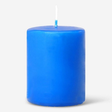 Blue pillar candle. 9 cm