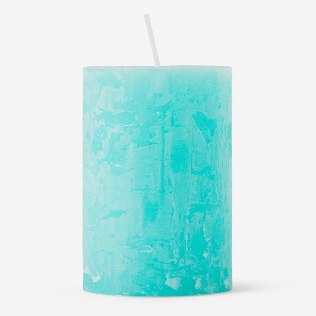 Turquoise pillar candle. 9 cm