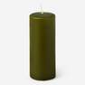 Olive green pillar candle. 17 cm