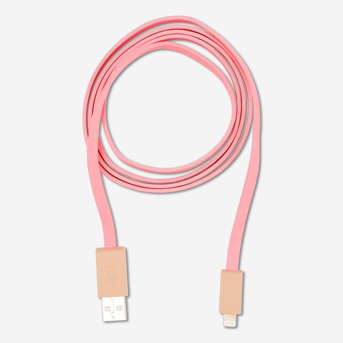 Pink iPhone charging cable.