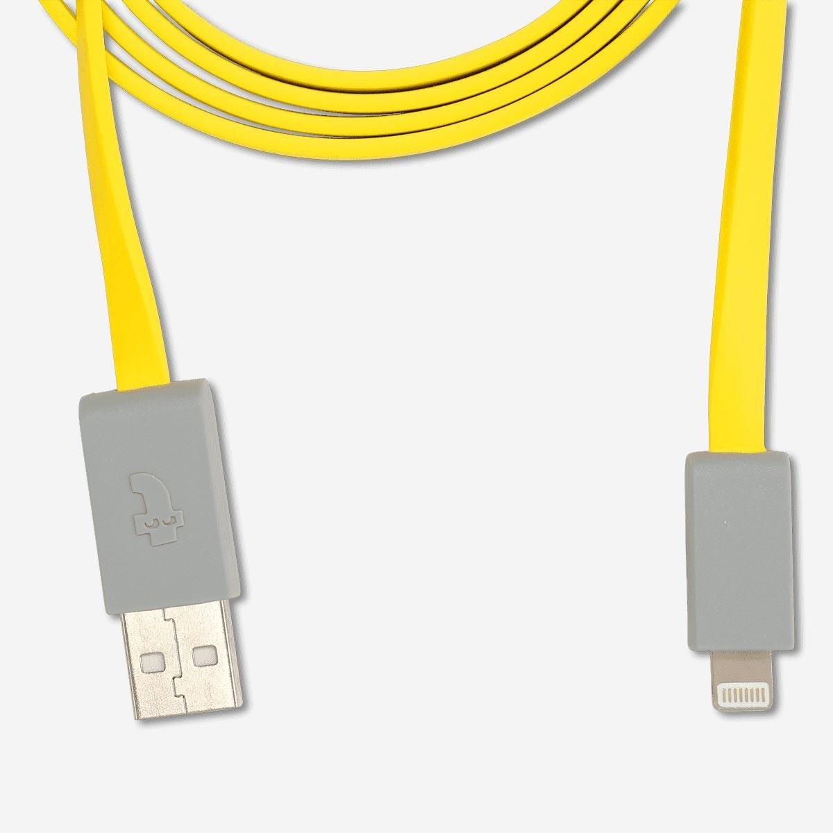 Yellow iphones charging cable.