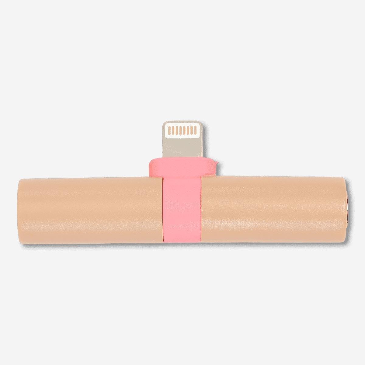 Beige IPhone 2-in-1 adapter.
