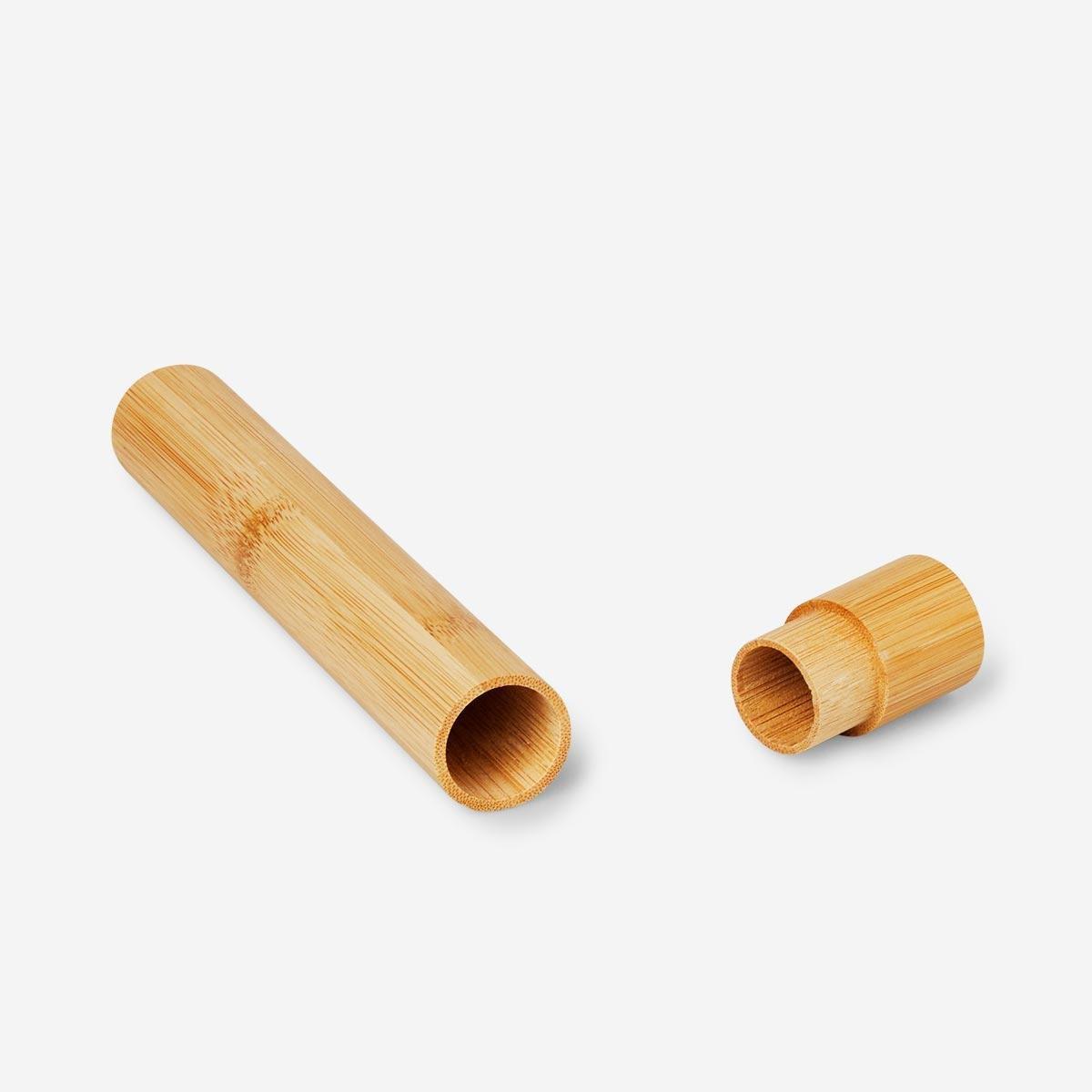 Brown bamboo toothbrush holder