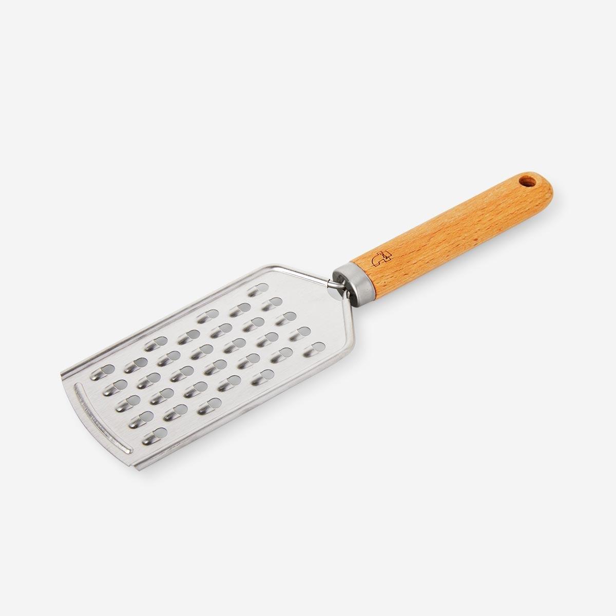 Stainless steel coarse grater.