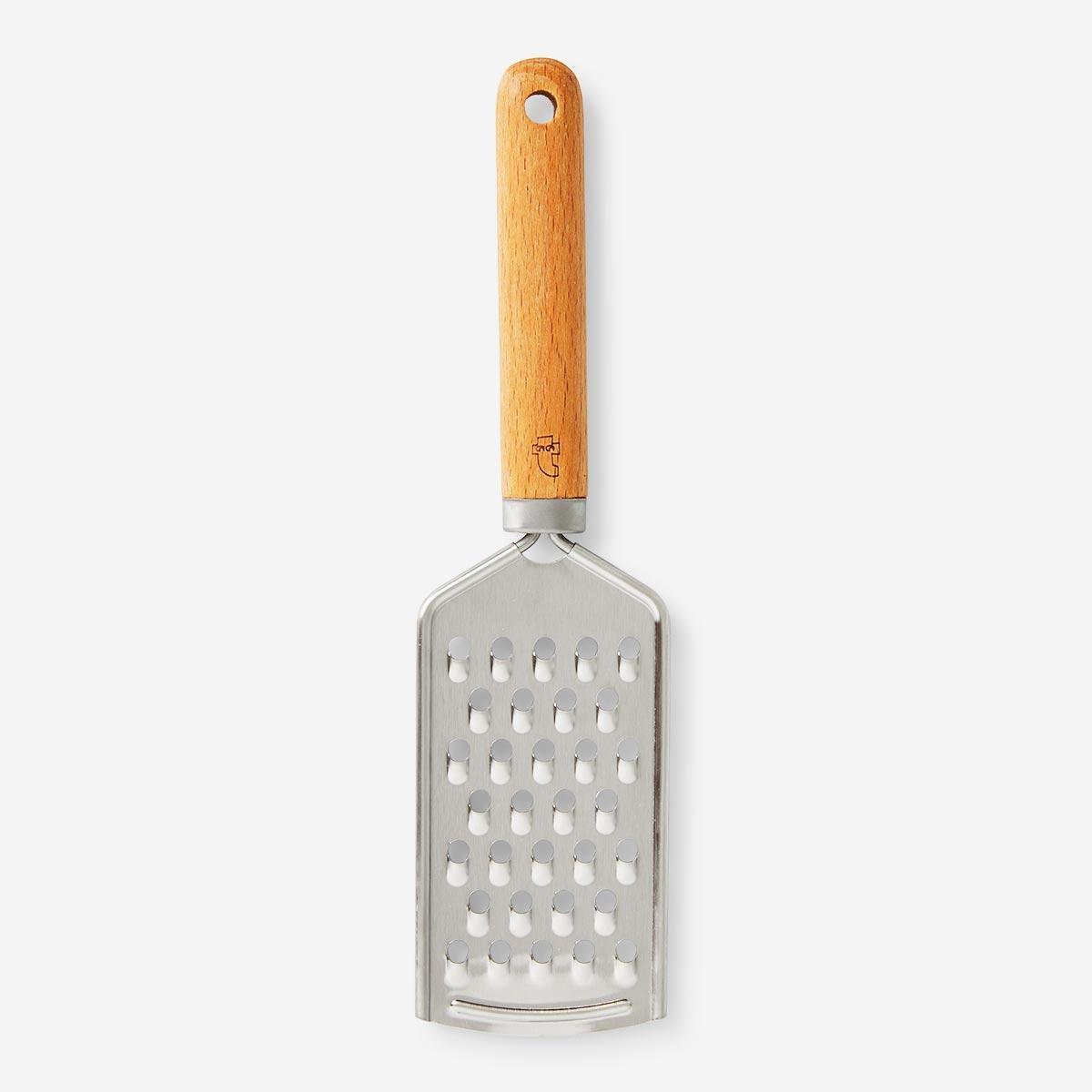 Stainless steel coarse grater.