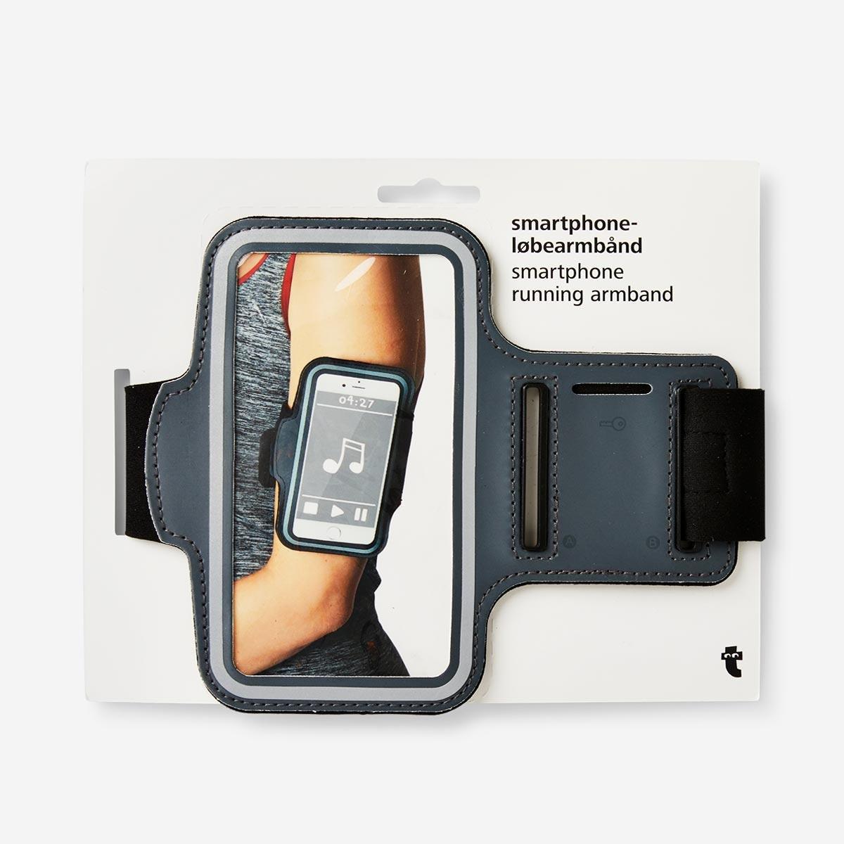 Grey smartphone running armband