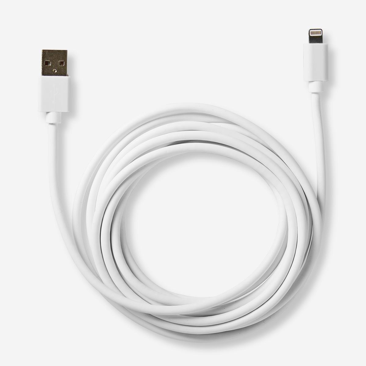 White iPhone charging cable.