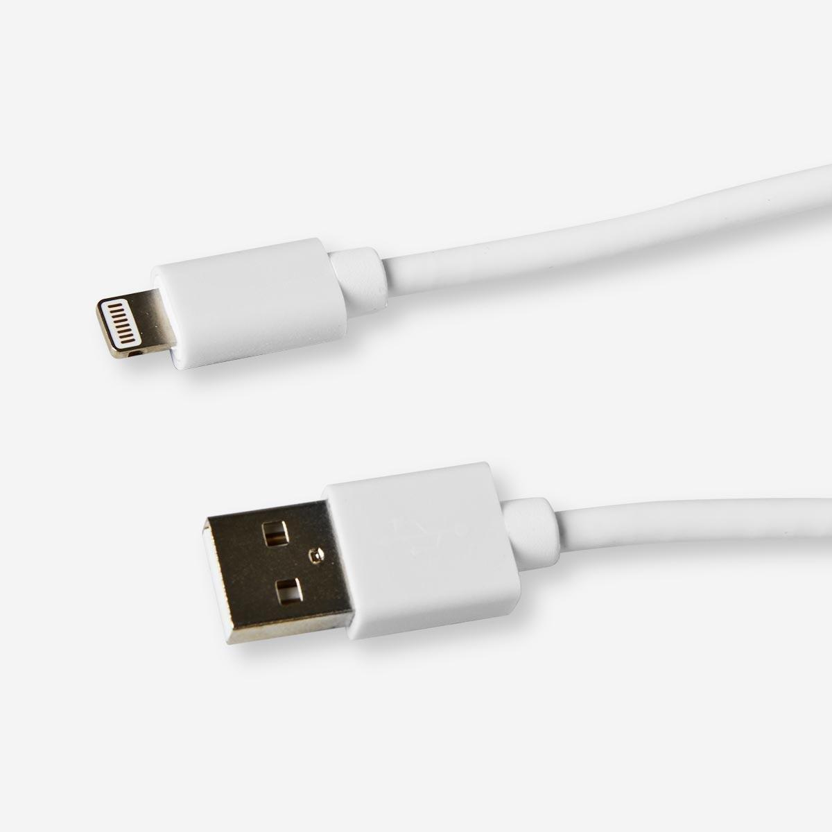 White iPhone charging cable.