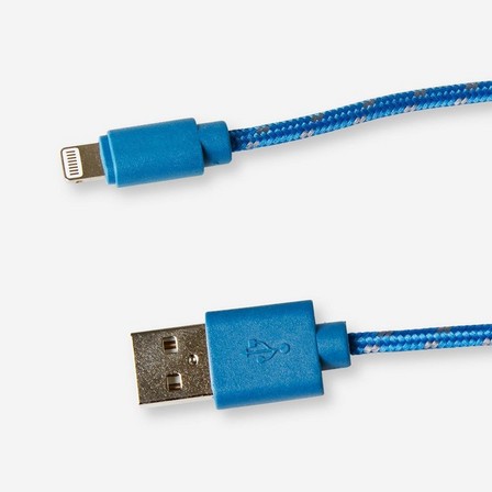 Blue iphones charging cable.