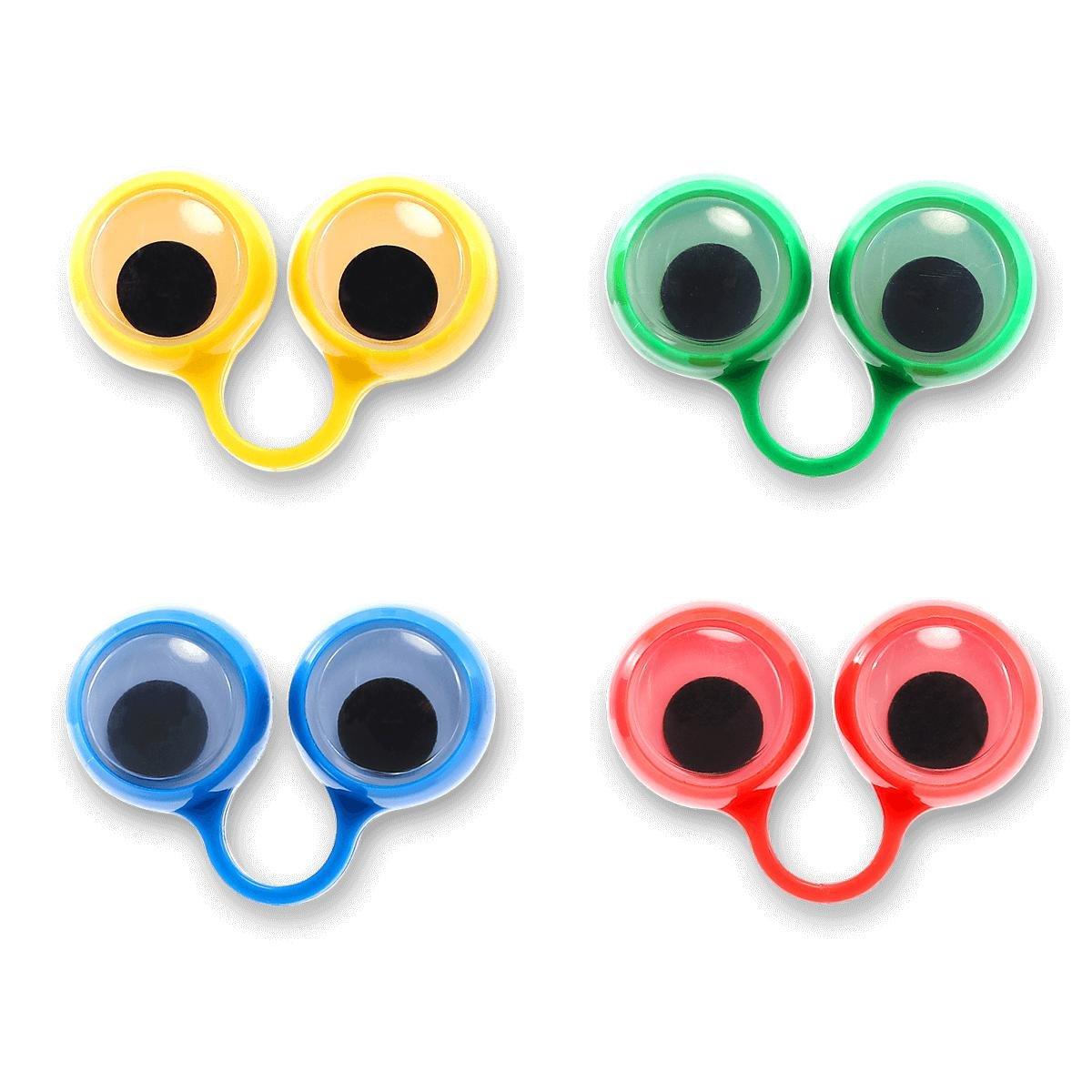 Multicolour Finger rings with rolling eyes. 4pcs