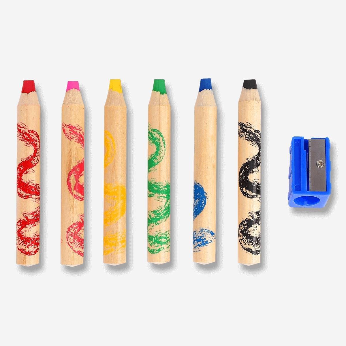 Multicolour oil-based pencil crayons pack of 6