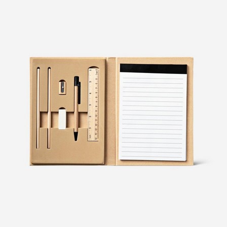 Cardboard notepad with accessories
