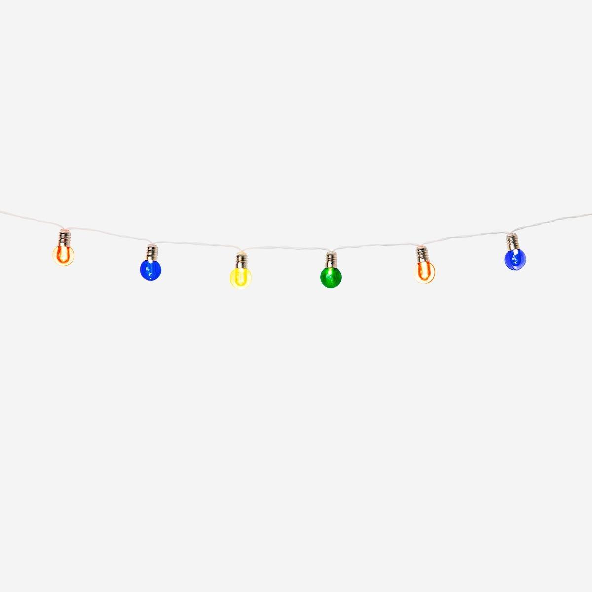 Multicolour string lights suitable for outdoor use. 390 cm
