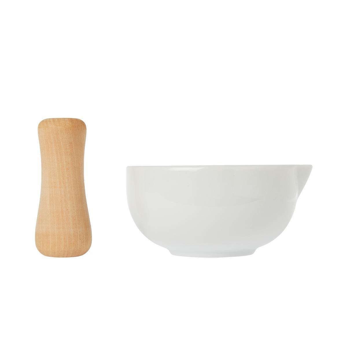 White Ceramic mortar with pestle