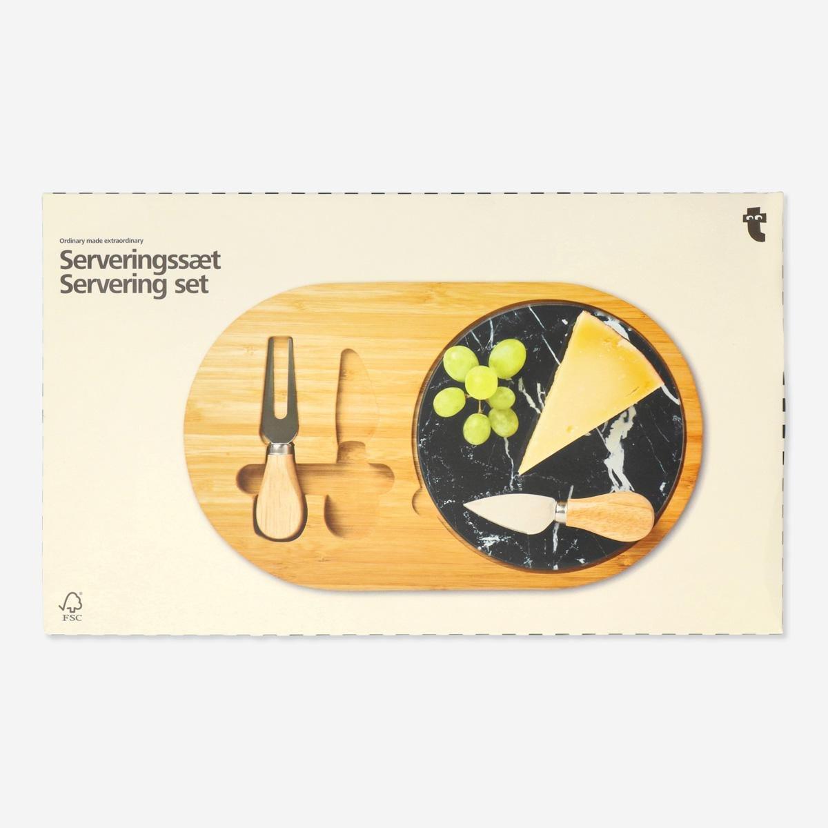 Multicolour bamboo serving set