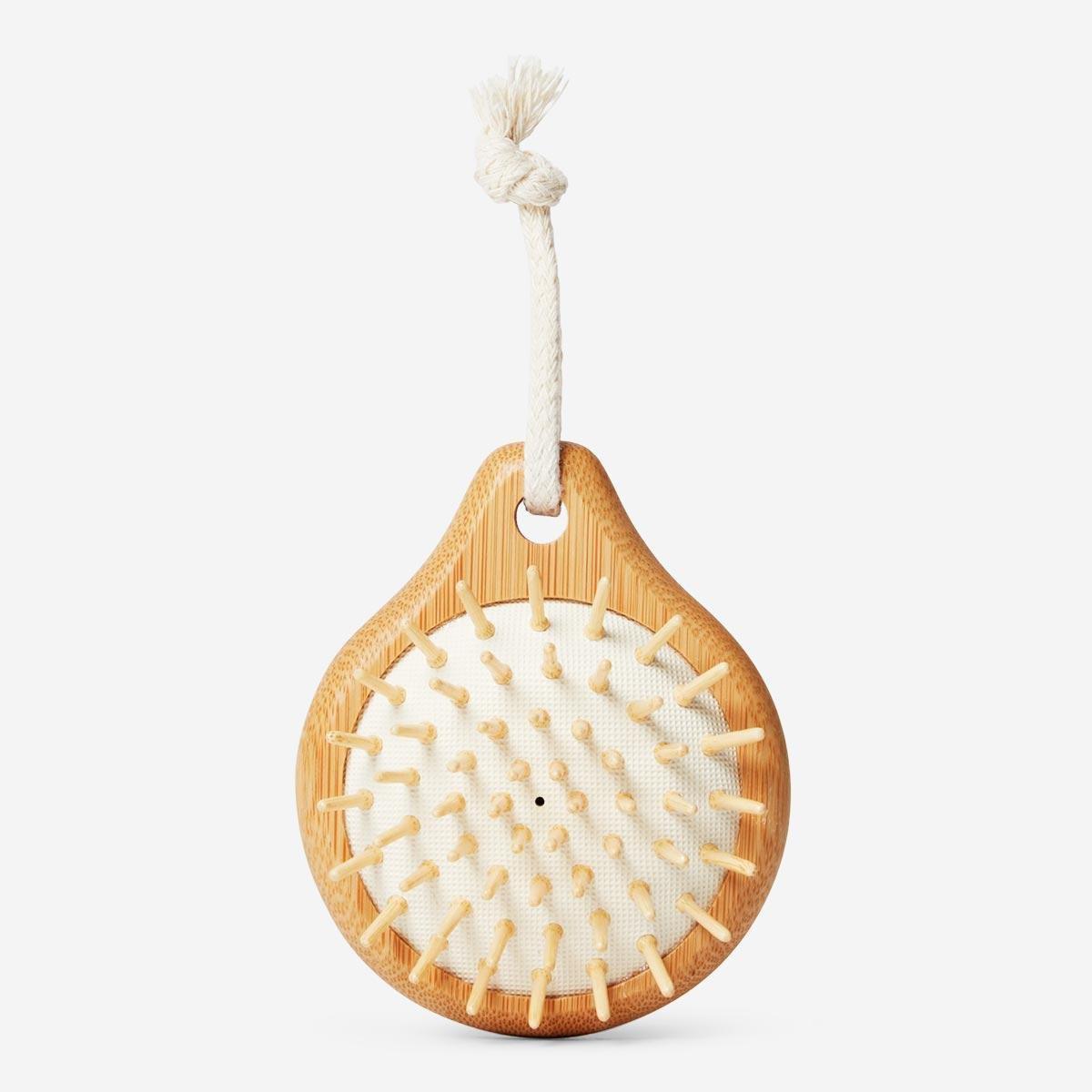 Bamboo round hairbrush.