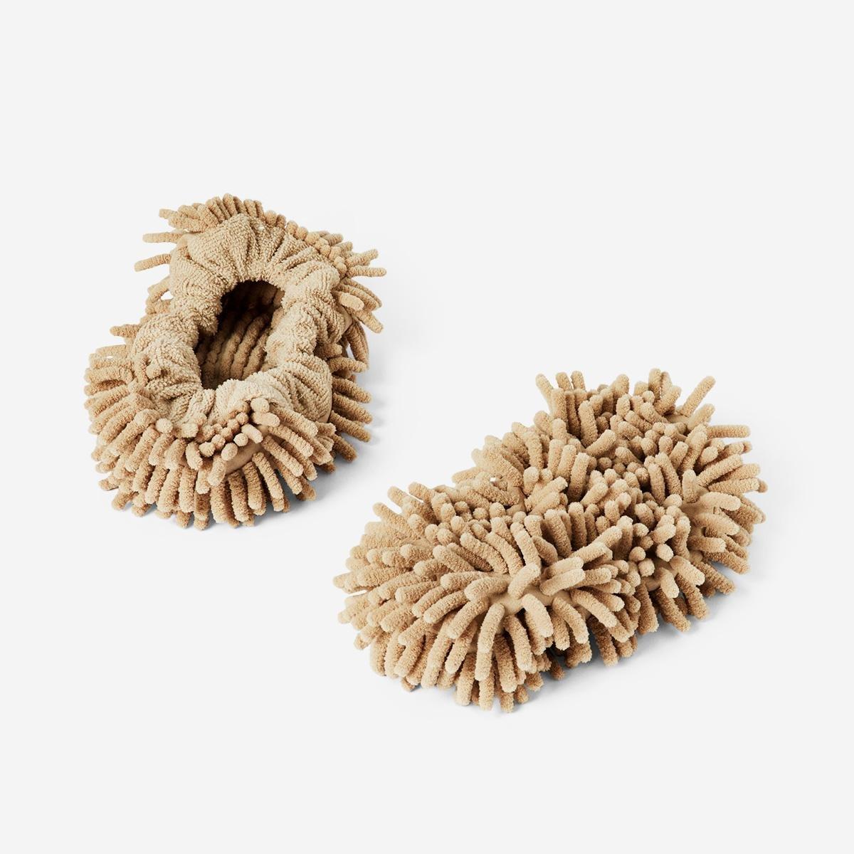 Beige cleaning mop slippers